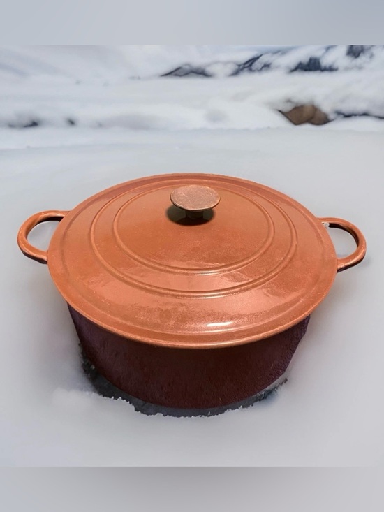 Le Creuset Other - Vintage Le Creuset Chocolate Brown Enameled 4.5Qt Dutch Oven w Lid France HTF